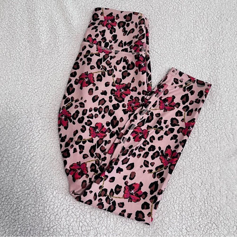 Wildfox Pink Leopard Floral Leggings Size S